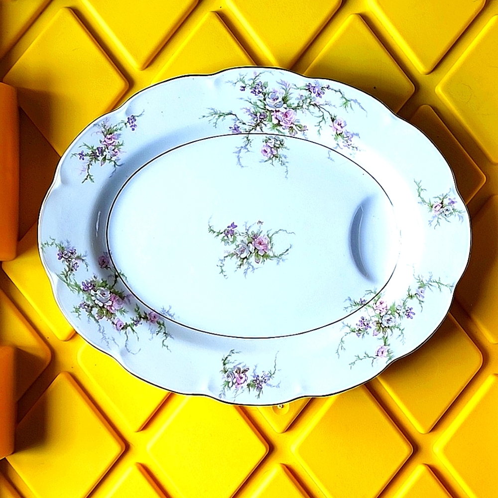 Haviland China Rosalinde Pattern 12" Platter Pink Roses Beautiful 1940's